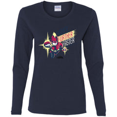 Captain Marvel Higher Further Faster Drawn Women Long Sleeve Shirt Women Long Sleeve Shirt - parenttees