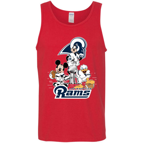 Nfl – Los Angeles Rams Donald Duck Goofy Mickey Mouse Super Bowl 2019 Football Men Cotton Tank Red / X-Small Men Cotton Tank - parenttees