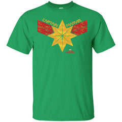 Captain Marvel Distressed Star Ribbon Logo Men Cotton T-Shirt Men Cotton T-Shirt - parenttees