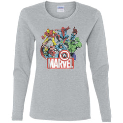 Marvel Avengers Team Retro Comic Vintage Graphic Women Long Sleeve Shirt