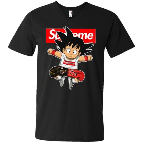 Supreme Dragon Ball Goku T-shirt Men V-Neck T-Shirt Black / S Men V-Neck T-Shirt - parenttees