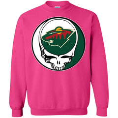 Minnesota Wild Grateful Dead Steal Your Face Hockey Nhl Shirts Crewneck Pullover Sweatshirt Crewneck Pullover Sweatshirt - parenttees