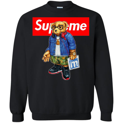 Supreme Bear Style Music T-shirt Crewneck Pullover Sweatshirt Black / S Crewneck Pullover Sweatshirt - parenttees