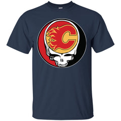 Calgary Flames Grateful Dead Steal Your Face Hockey Nhl Shirts Men Cotton T-Shirt Men Cotton T-Shirt - parenttees