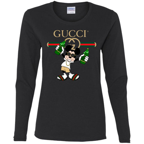 Gucci Mickey Mouse Top Trending T-shirt Women Long Sleeve Shirt Black / S Women Long Sleeve Shirt - parenttees