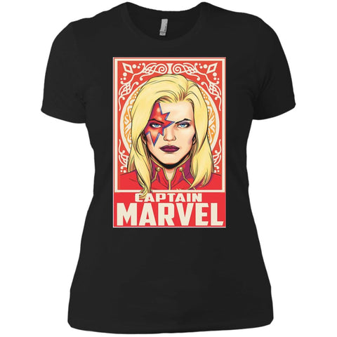 Captain Marvel Ornament Women Cotton T-Shirt Black / X-Small Women Cotton T-Shirt - parenttees