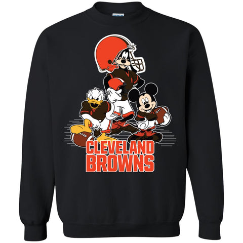 Mickey Mouse Cleveland Browns American Football Nfl Sports Shirt Crewneck Pullover Sweatshirt Black / S Crewneck Pullover Sweatshirt - parenttees