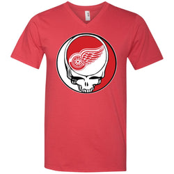 Detroit Red Wings Grateful Dead Steal Your Face Hockey Nhl Shirts Men V-Neck T-Shirt