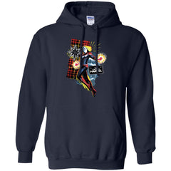 Captain Marvel Plaid Jean Patched Portrait Pullover Hoodie Sweatshirt Pullover Hoodie Sweatshirt - parenttees