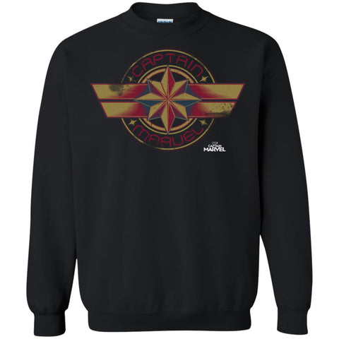 Captain Marvel Color Fade Circle Logo Badge Crewneck Pullover Sweatshirt Black / S Crewneck Pullover Sweatshirt - parenttees