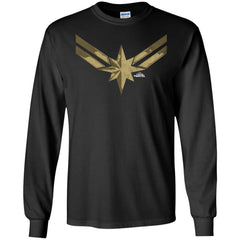 Captain Marvel Simple Gold Shadowed Logo Men Long Sleeve Shirt Men Long Sleeve Shirt - parenttees