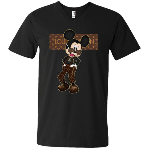 Best Louis Vuitton Mickey Fashion T-shirt Men V-Neck T-Shirt Black / S Men V-Neck T-Shirt - parenttees