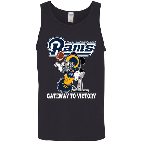 Los Angeles Rams Gateway To Victory Super Bowl 2019 Mickey Mouse Football Nfl Men Cotton Tank Black / X-Small Men Cotton Tank - parenttees