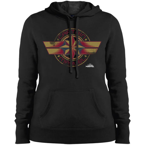 Captain Marvel Color Fade Circle Logo Badge Women Hooded Sweatshirt Black / X-Small Women Hooded Sweatshirt - parenttees