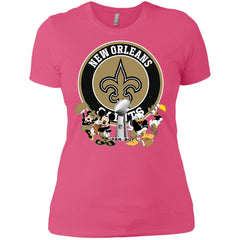 Nfl – New Orleans Saints Super Bowl 2019 Mickey Mouse Minnie Mouse Donald Duck Daisy Duck Football Women Cotton T-Shirt Women Cotton T-Shirt - parenttees