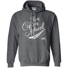 Captain Marvel Paging Distressed Cursive Pullover Hoodie Sweatshirt Pullover Hoodie Sweatshirt - parenttees
