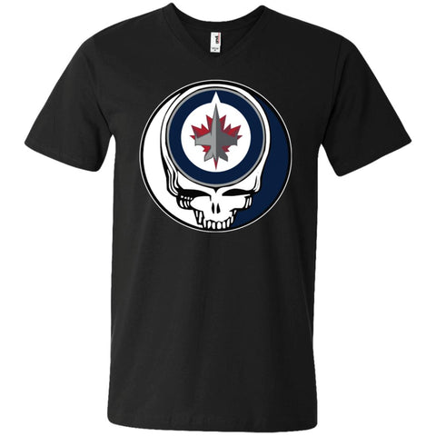 Winnipeg Jets Grateful Dead Steal Your Face Hockey Nhl Shirts Men V-Neck T-Shirt Black / S Men V-Neck T-Shirt - parenttees