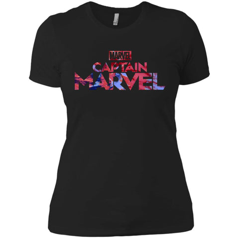 Captain Marvel Bold Tie Dye Movie Logo Women Cotton T-Shirt Black / X-Small Women Cotton T-Shirt - parenttees