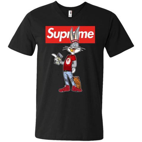 Supreme Rabbit Money Men V-Neck T-Shirt Black / S Men V-Neck T-Shirt - parenttees