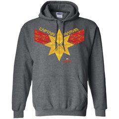 Captain Marvel Distressed Star Ribbon Logo Pullover Hoodie Sweatshirt Pullover Hoodie Sweatshirt - parenttees