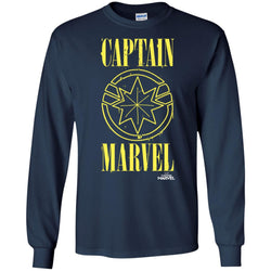 Captain Marvel Yellow Paint Drip Logo Men Long Sleeve Shirt