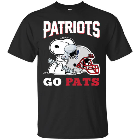 Go Pats - New England Patriots Super Bowl 2019 Snoopy Football Nfl Men Cotton T-Shirt Black / S Men Cotton T-Shirt - parenttees