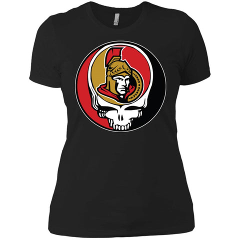 Ottawa Senators Grateful Dead Steal Your Face Hockey Nhl Shirts Women Cotton T-Shirt Black / X-Small Women Cotton T-Shirt - parenttees