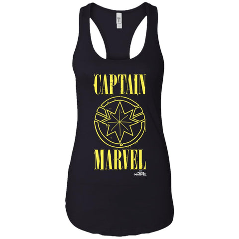 Captain Marvel Yellow Paint Drip Logo Women Tank Top Black / X-Small Women Tank Top - parenttees