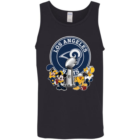 Los Angeles Rams Super Bowl 2019 Mickey Minnie Mouse Donald Daisy Duck Football Nfl Men Cotton Tank Black / X-Small Men Cotton Tank - parenttees