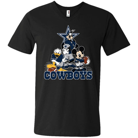 Mickey Mouse Dallas Cowboys American Football Nfl Sports Shirt Men V-Neck T-Shirt Black / S Men V-Neck T-Shirt - parenttees