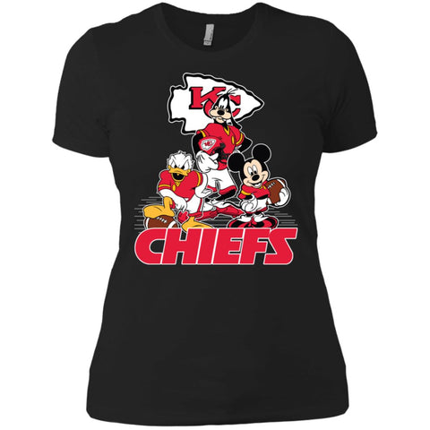 Mickey Mouse Kansas City Chiefs American Football Nfl Sports Shirt Women Cotton T-Shirt Black / X-Small Women Cotton T-Shirt - parenttees