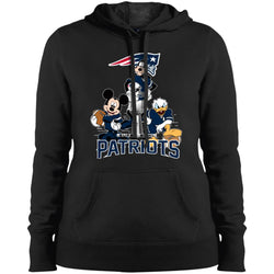 Nfl - New England Patriots Donald Duck Goofy Mickey Mouse Super Bowl 2019 Football Women Hooded Sweatshirt