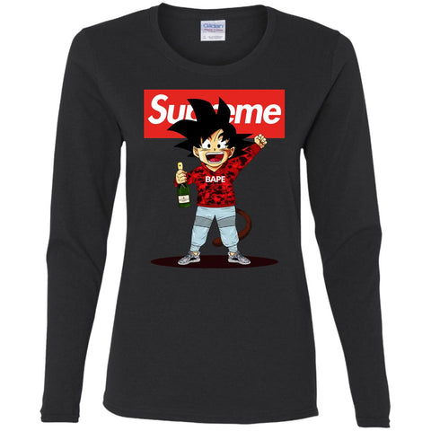 Supreme Songoku T-shirt Women Long Sleeve Shirt Black / S Women Long Sleeve Shirt - parenttees