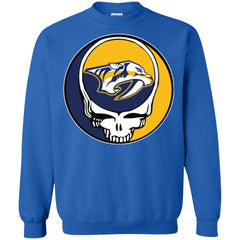 Nashville Predators Grateful Dead Steal Your Face Hockey Nhl Shirts Crewneck Pullover Sweatshirt Crewneck Pullover Sweatshirt - parenttees