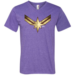 Captain Marvel Gleaming Chest Logo Men V-Neck T-Shirt Men V-Neck T-Shirt - parenttees