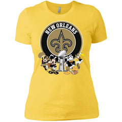 Nfl – New Orleans Saints Super Bowl 2019 Mickey Mouse Minnie Mouse Donald Duck Daisy Duck Football Women Cotton T-Shirt Women Cotton T-Shirt - parenttees