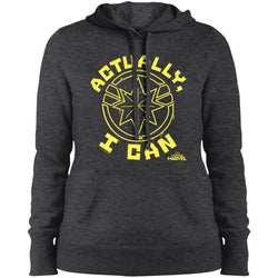 Captain Marvel Actually I Can Yellow Logo Women Hooded Sweatshirt