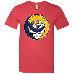 Nashville Predators Grateful Dead Steal Your Face Hockey Nhl Shirts Men V-Neck T-Shirt