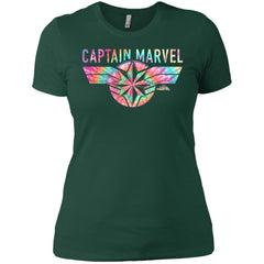 Captain Marvel Logo Banner Tie Dye Colors Women Cotton T-Shirt Women Cotton T-Shirt - parenttees