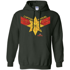 Captain Marvel Distressed Star Ribbon Logo Pullover Hoodie Sweatshirt Pullover Hoodie Sweatshirt - parenttees