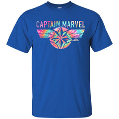 Captain Marvel Logo Banner Tie Dye Colors Men Cotton T-Shirt Men Cotton T-Shirt - parenttees