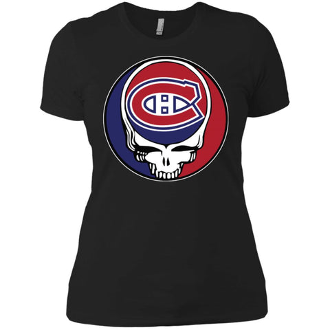 Montreal Canadiens Grateful Dead Steal Your Face Hockey Nhl Shirts Women Cotton T-Shirt Black / X-Small Women Cotton T-Shirt - parenttees