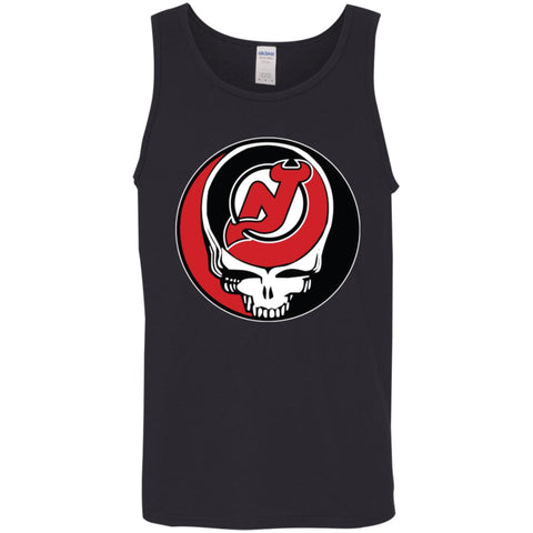 New Jersey Devils Grateful Dead Steal Your Face Hockey Nhl Shirts Men Cotton Tank Black / X-Small Men Cotton Tank - parenttees