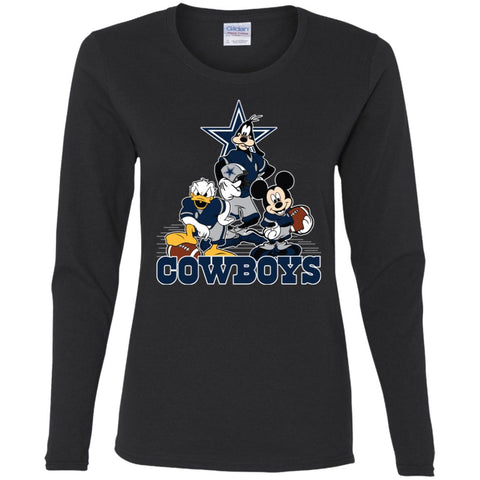 Mickey Mouse Dallas Cowboys American Football Nfl Sports Shirt Women Long Sleeve Shirt Black / S Women Long Sleeve Shirt - parenttees