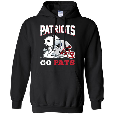 Go Pats - New England Patriots Super Bowl 2019 Snoopy Football Nfl Pullover Hoodie Sweatshirt Black / S Pullover Hoodie Sweatshirt - parenttees