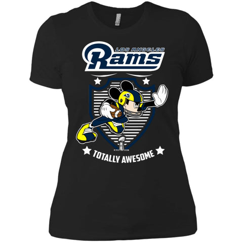 Nfl – Los Angeles Rams Totally Awesome Mickey Mouse Super Bowl 2019 Football Women Cotton T-Shirt Black / X-Small Women Cotton T-Shirt - parenttees