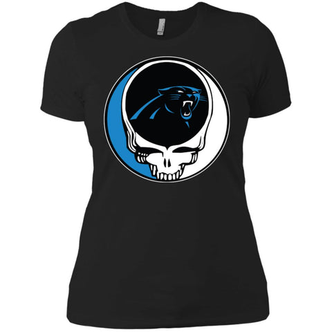 Carolina Panthers Grateful Dead Steal Your Face Football Nfl Shirts Women Cotton T-Shirt Black / X-Small Women Cotton T-Shirt - parenttees