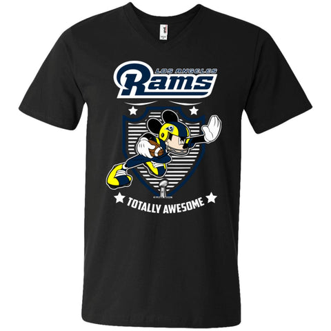 Nfl – Los Angeles Rams Totally Awesome Mickey Mouse Super Bowl 2019 Football Men V-Neck T-Shirt Black / S Men V-Neck T-Shirt - parenttees