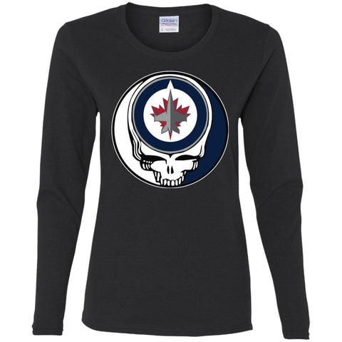 Winnipeg Jets Grateful Dead Steal Your Face Hockey Nhl Shirts Women Long Sleeve Shirt Black / S Women Long Sleeve Shirt - parenttees