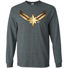 Captain Marvel Gleaming Chest Logo Men Long Sleeve Shirt Men Long Sleeve Shirt - parenttees